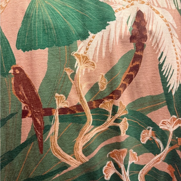 Farm Rio | Beige Tropical Isla Midi Dress~Padded Shoulders & Tiger Tail Belt - Picture 3 of 4